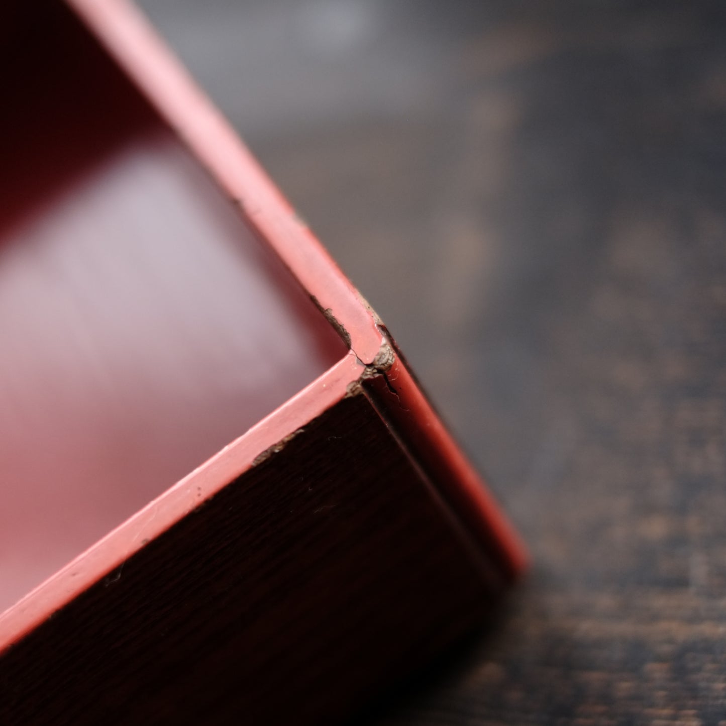 時代　縁朱木地塗五段重箱　（幕末-明治初期)19世紀末