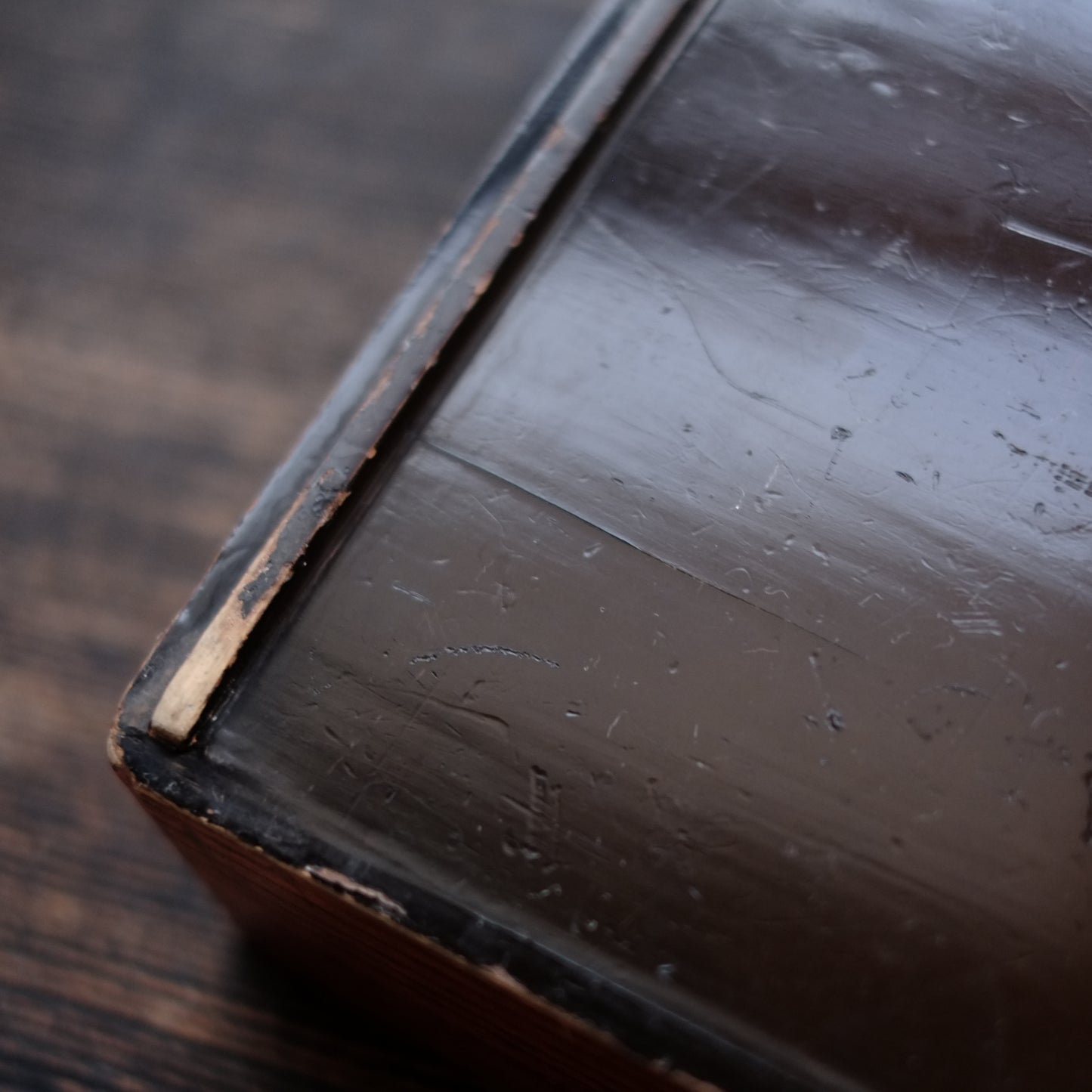 時代　縁朱木地塗五段重箱　（幕末-明治初期)19世紀末