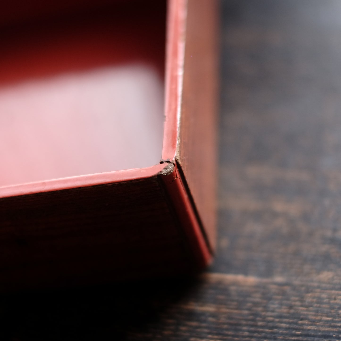 時代　縁朱木地塗五段重箱　（幕末-明治初期)19世紀末