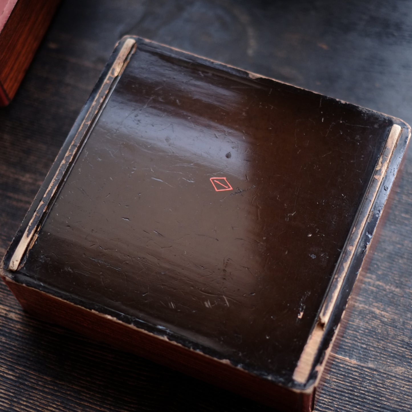 時代　縁朱木地塗五段重箱　（幕末-明治初期)19世紀末