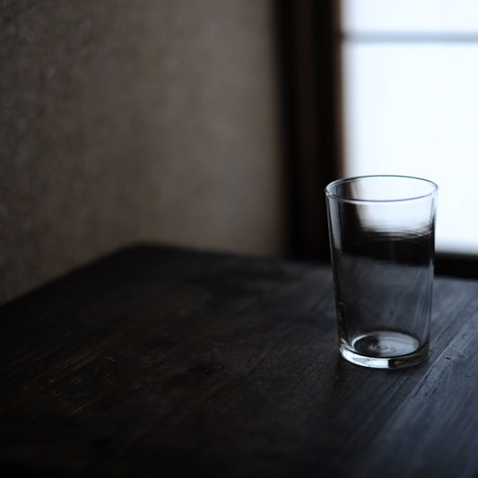 時代 型吹きガラス 玉縁グラス