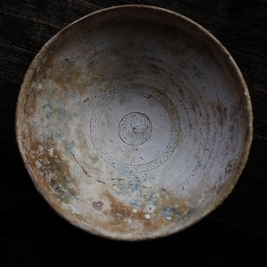 ビザンチン古陶 黄釉渦巻文大鉢 (11-13世紀)
