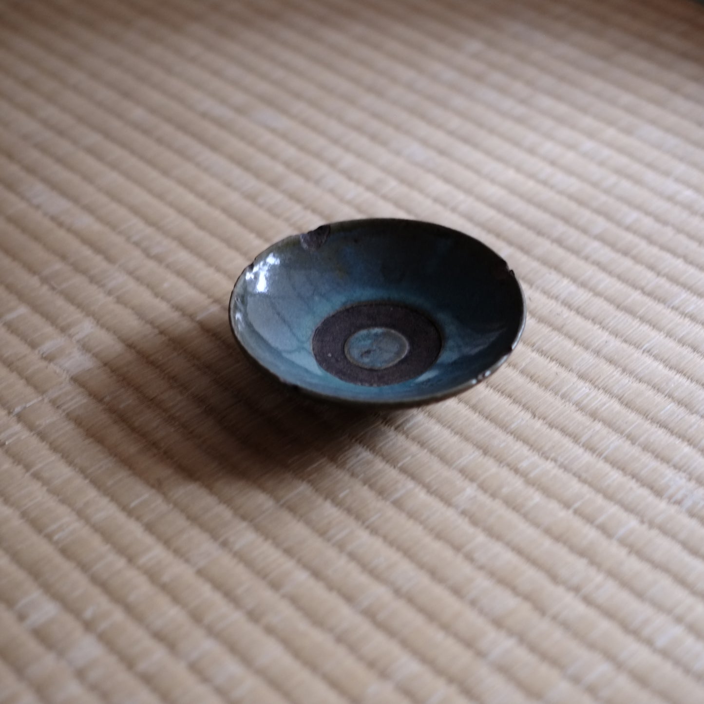唐津 内野山窯 緑釉蛇の目小皿
（江戸前期-中期）