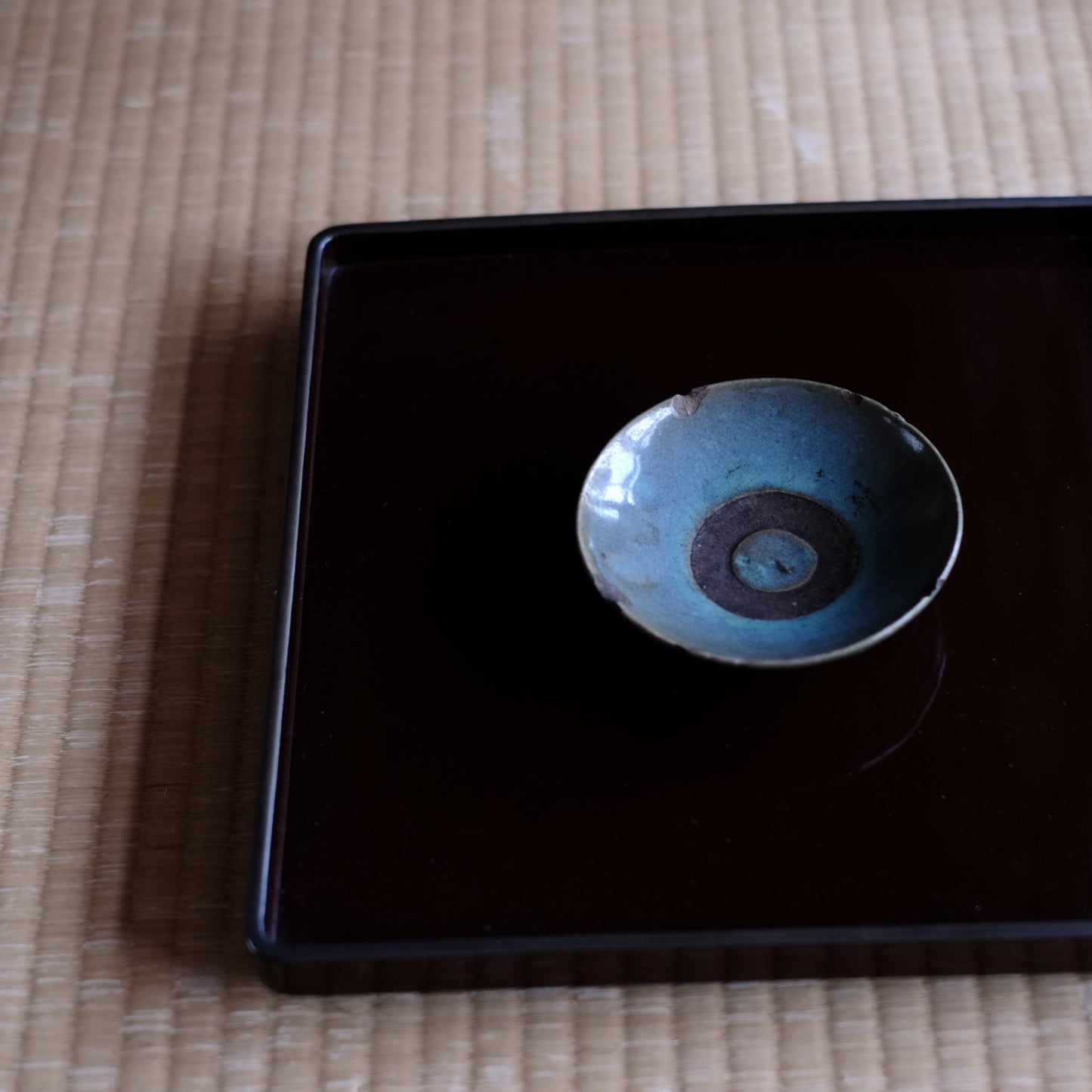 唐津 内野山窯 緑釉蛇の目小皿
（江戸前期-中期）
