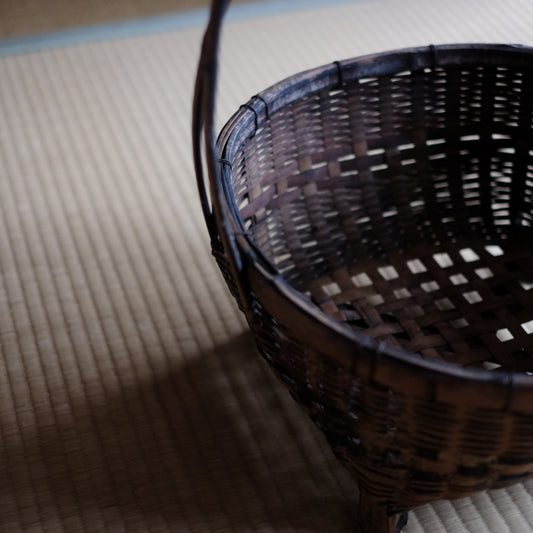 時代 手付 竹編大籠 (大正-昭和期)
