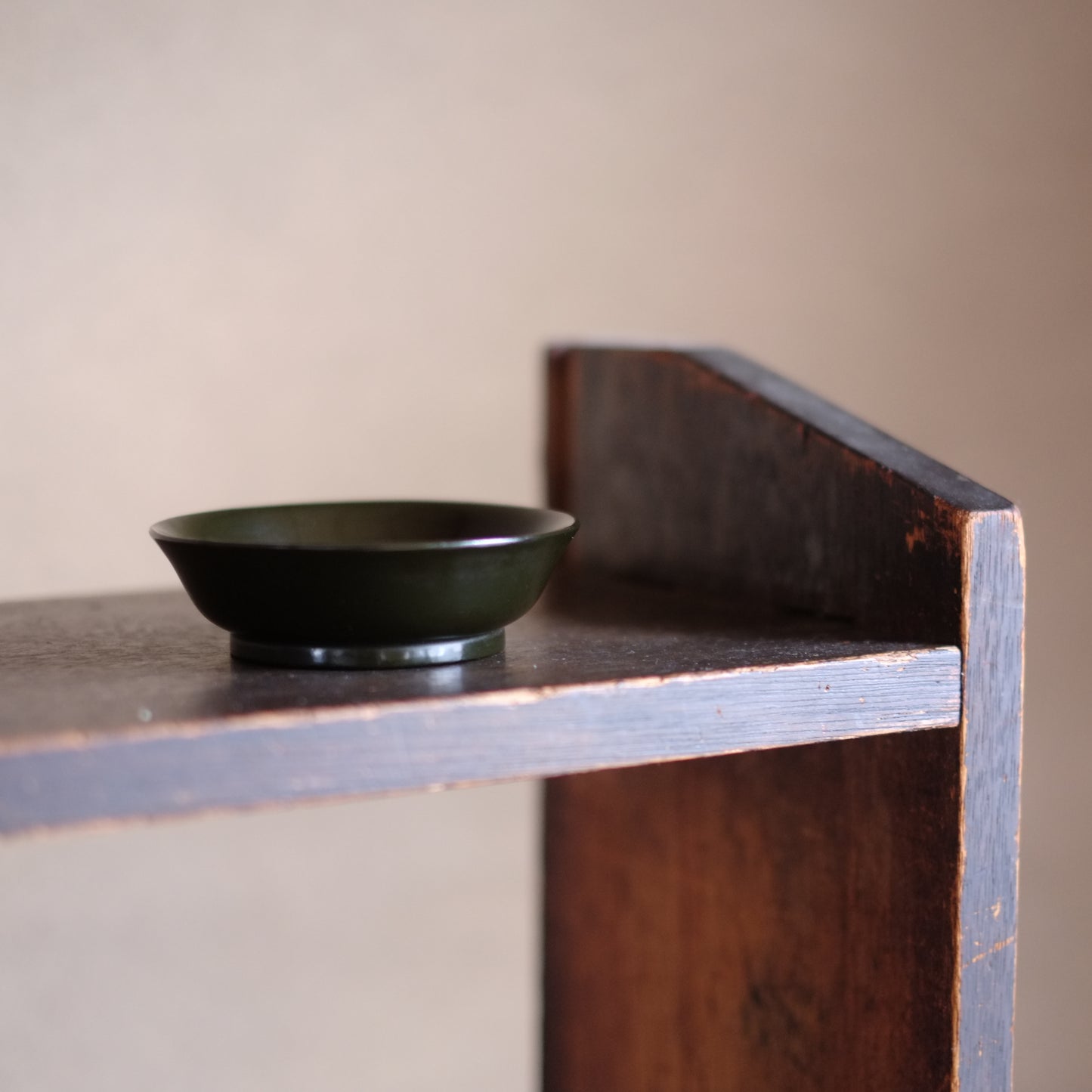 時代　総青漆底黒漆小皿 二客セット   (江戸時代)