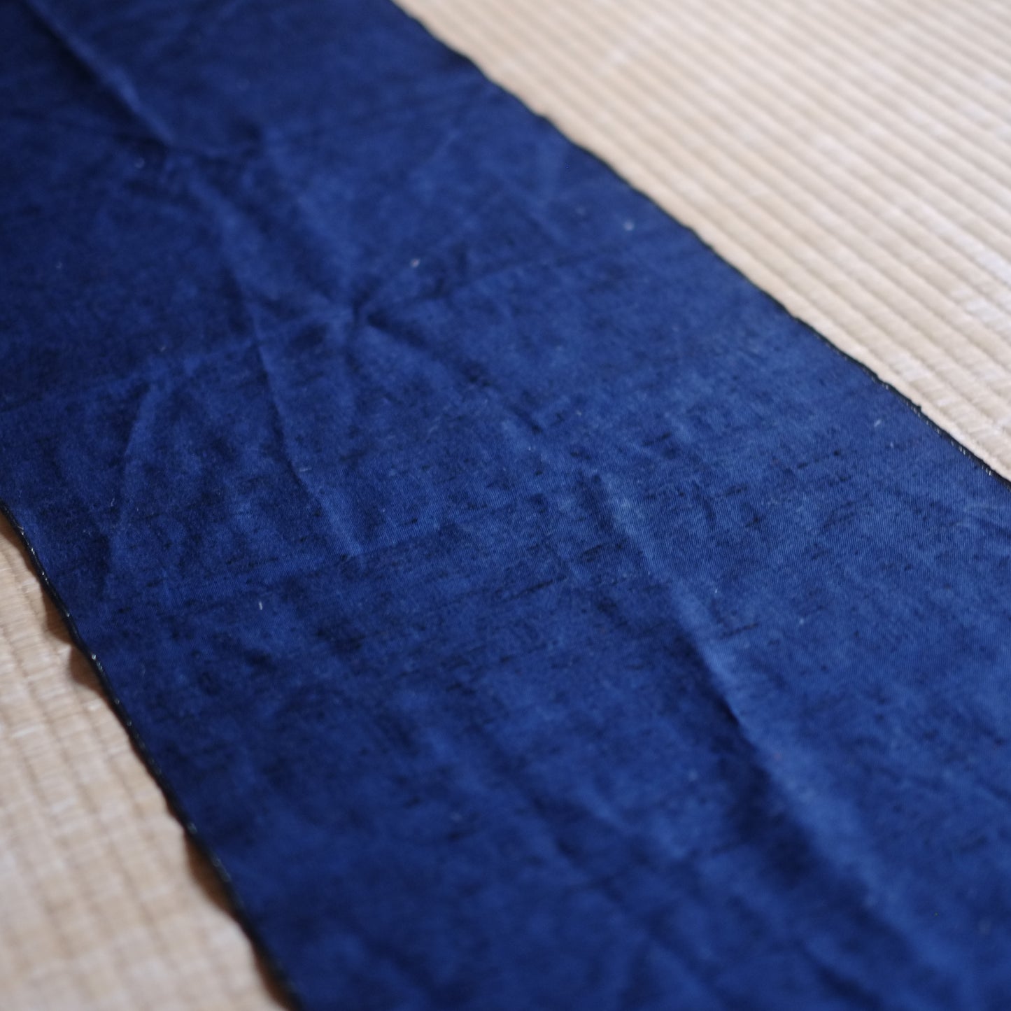 時代　花流文　藍地型染古布（昭和期)