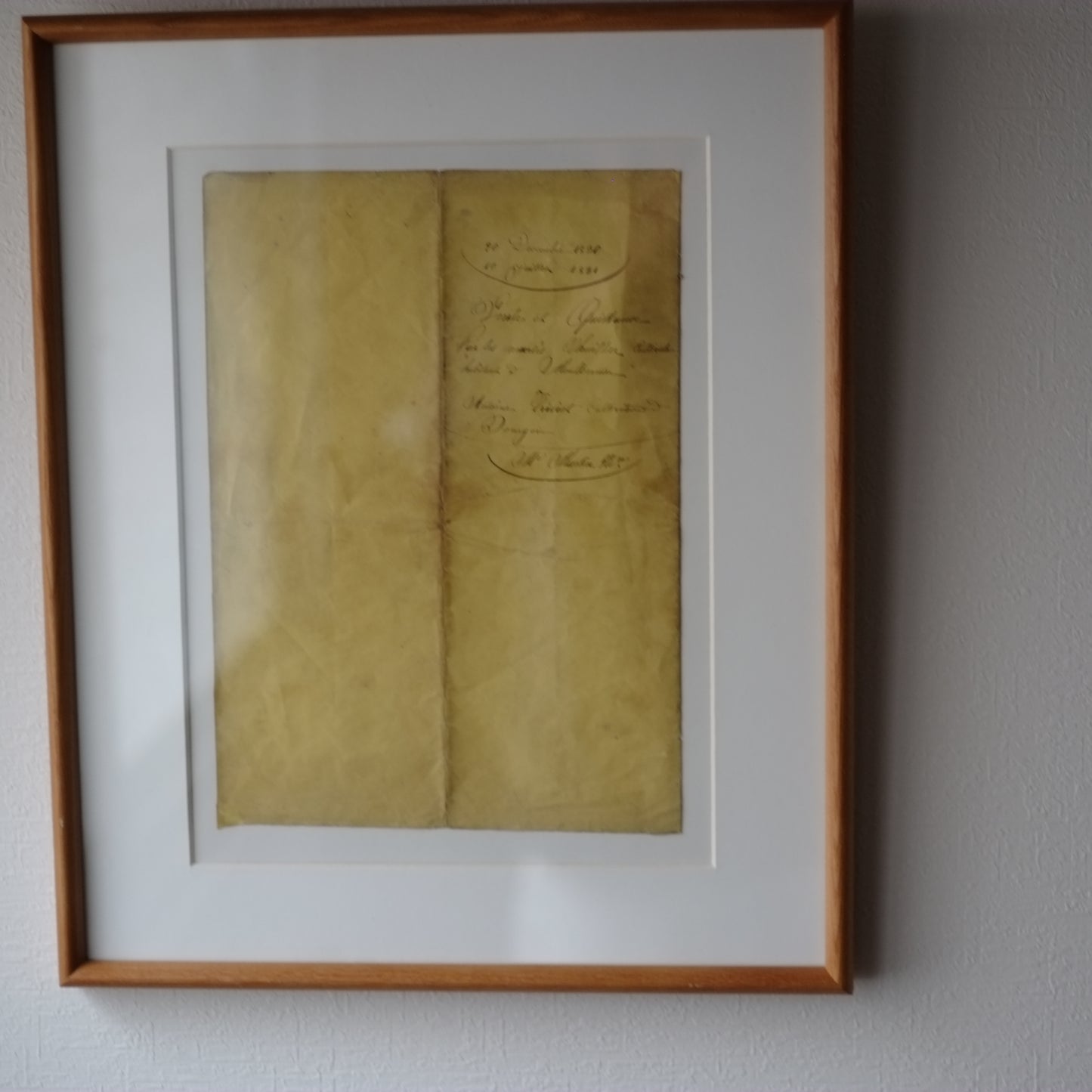 時代　フランス古文書表紙断簡 額装
Vente et Quittance
(1830〜1831年頃)