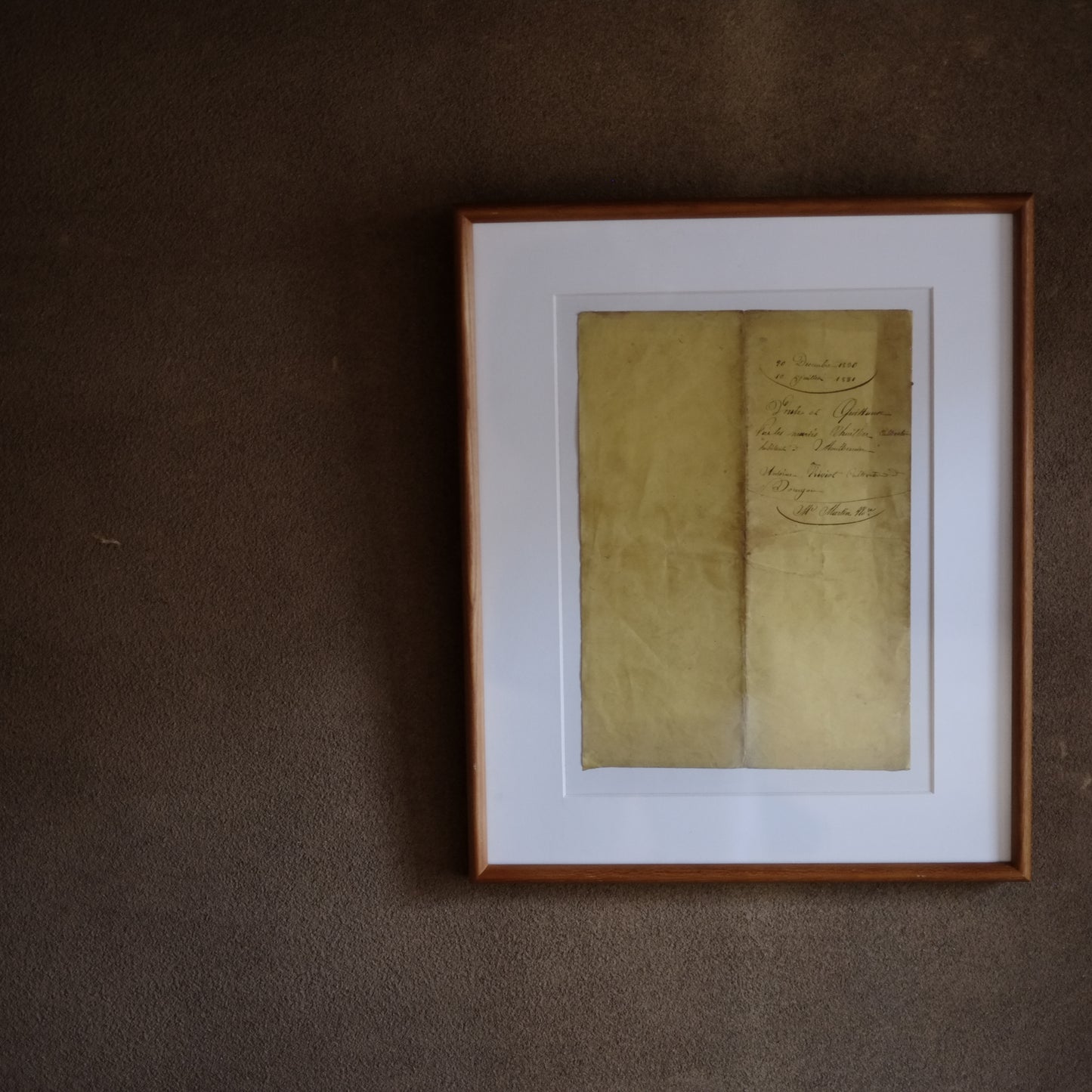 時代　フランス古文書表紙断簡 額装
Vente et Quittance
(1830〜1831年頃)