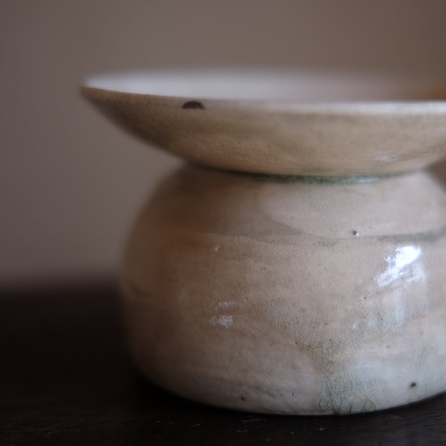 時代　白釉盃台　(江戸-明治初期)