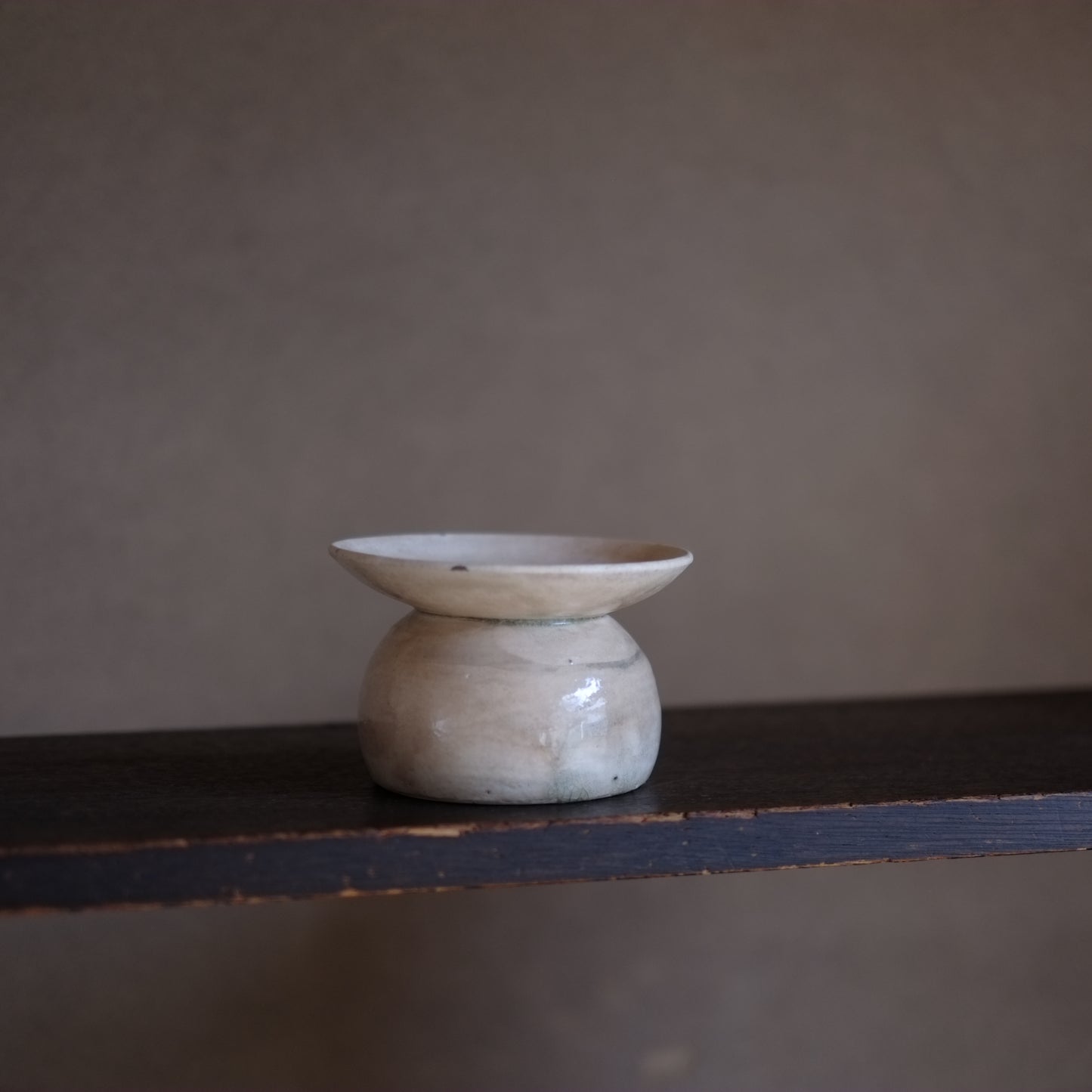 時代　白釉盃台　(江戸-明治初期)