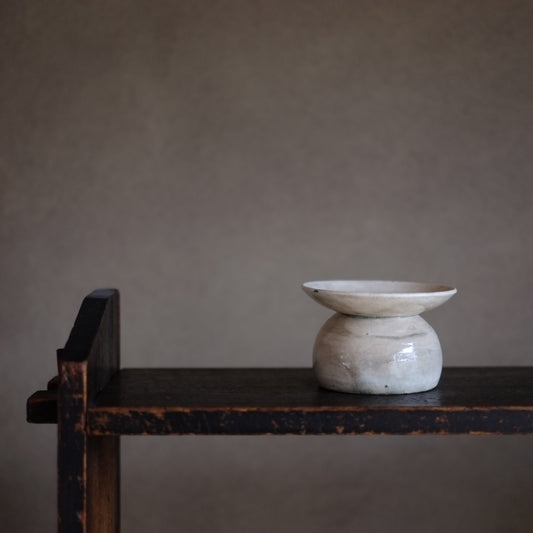 時代　白釉盃台　(江戸-明治初期)