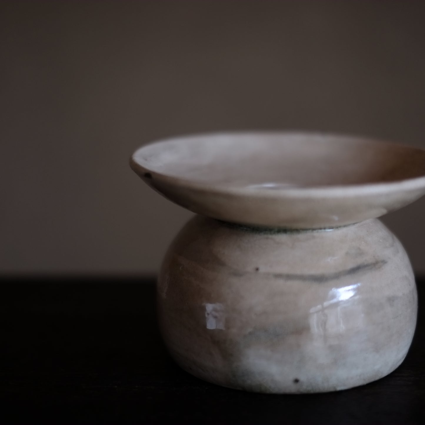 時代　白釉盃台　(江戸-明治初期)