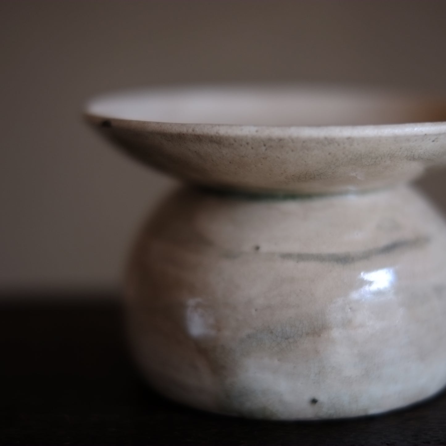 時代　白釉盃台　(江戸-明治初期)