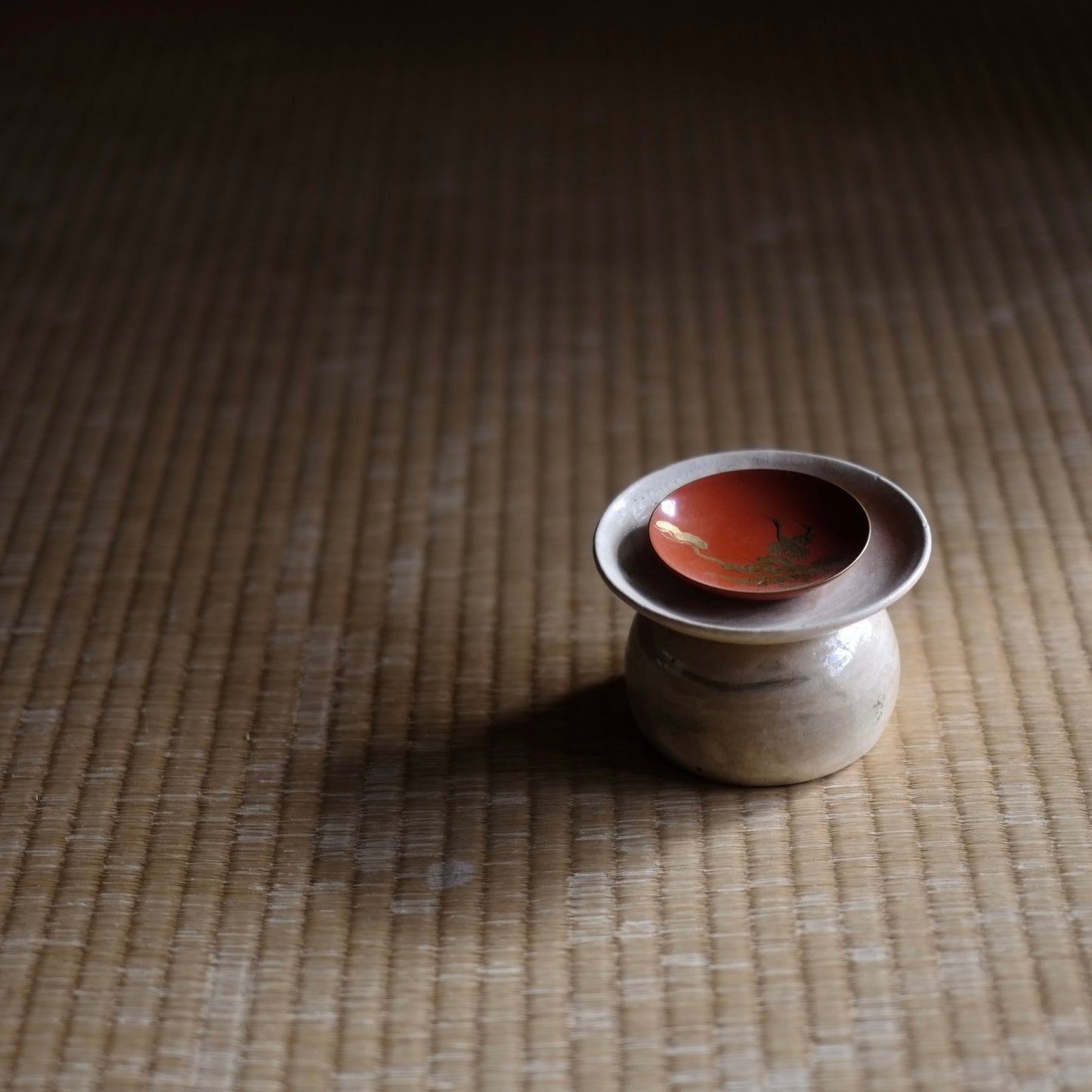 時代　白釉盃台　(江戸-明治初期)