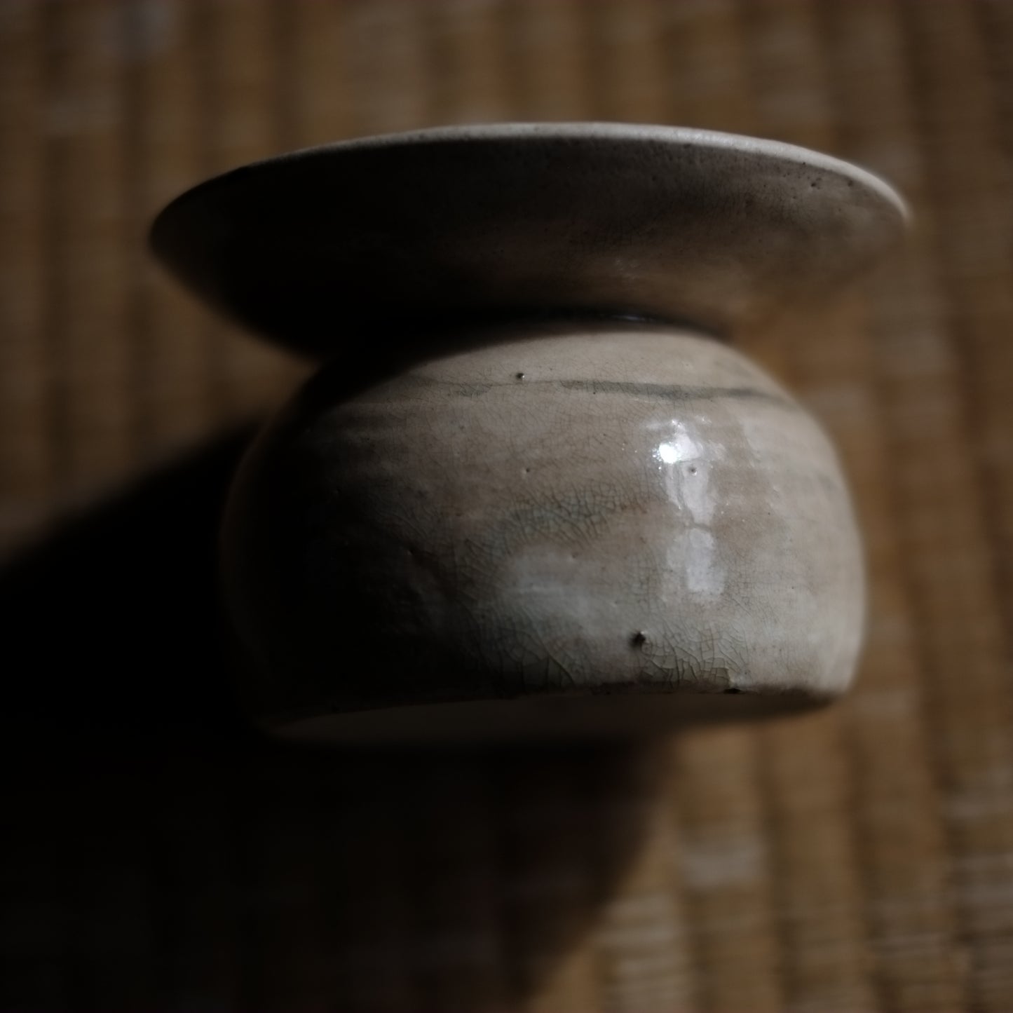 時代　白釉盃台　(江戸-明治初期)