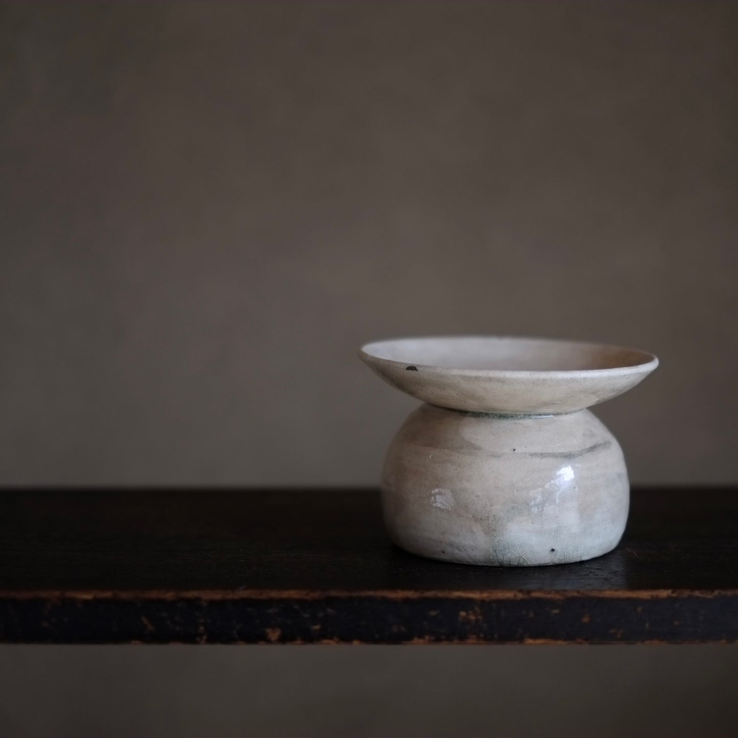 時代　白釉盃台　(江戸-明治初期)