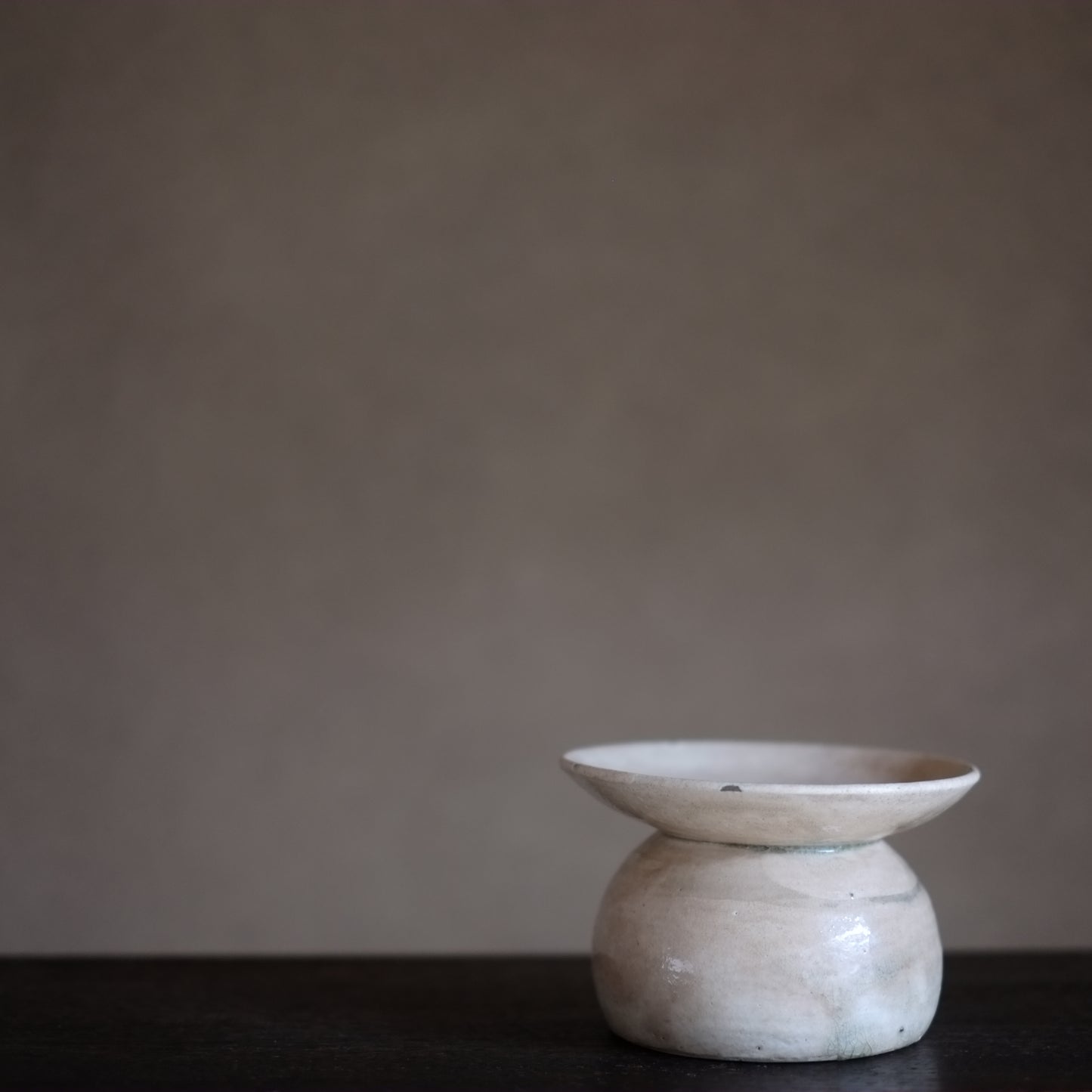 時代　白釉盃台　(江戸-明治初期)