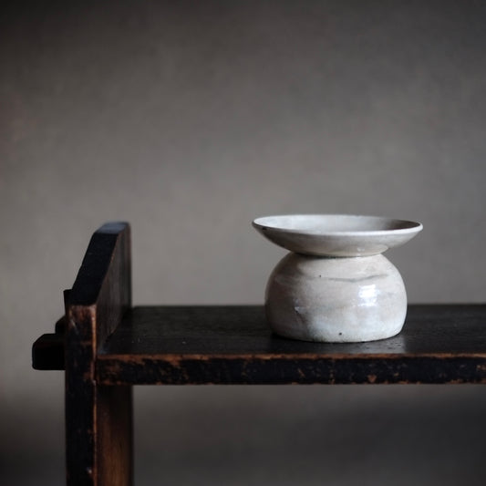時代 白釉盃台 (江戸-明治初期)