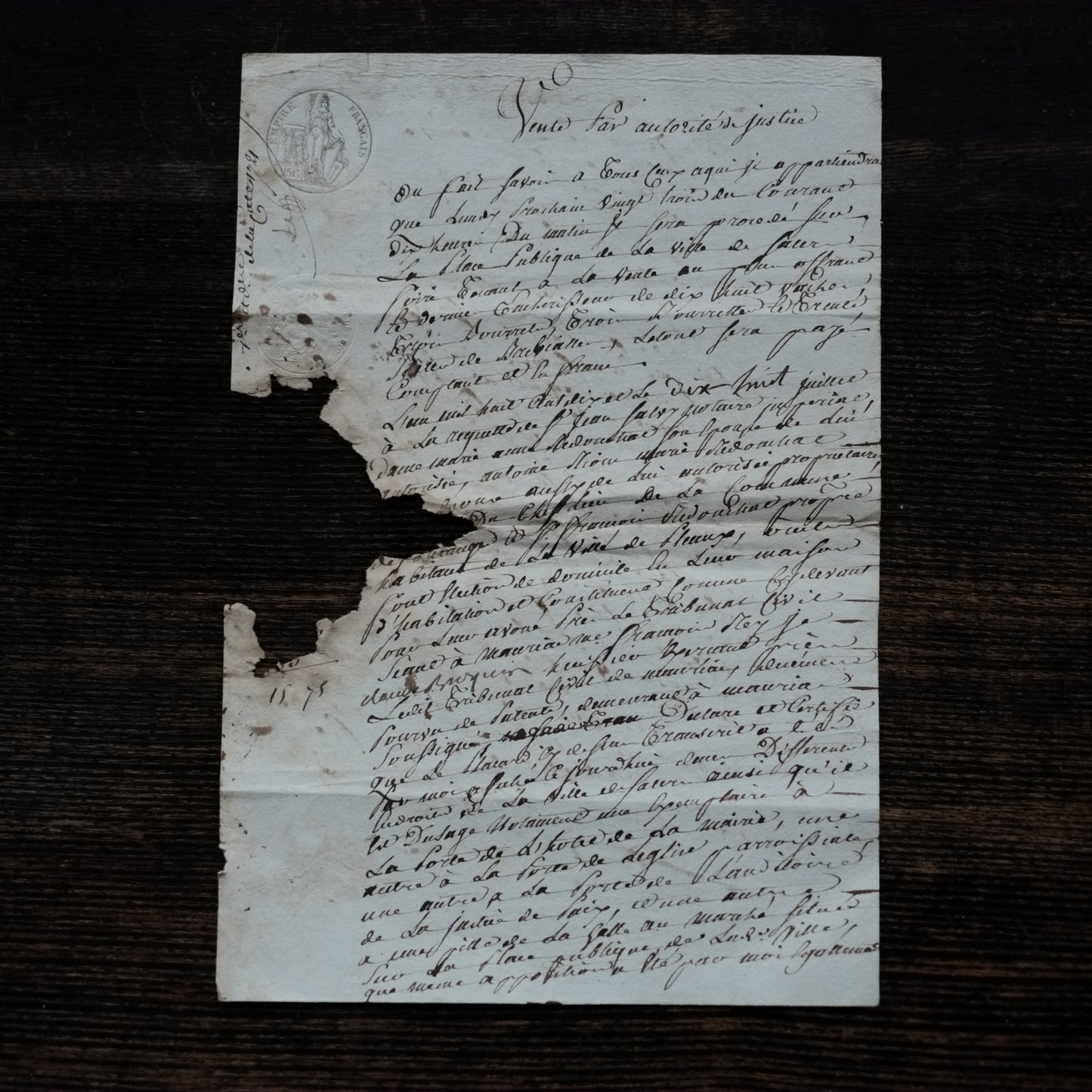 時代　フランス　手稿古文書断簡
（1816年〜1820年代頃）