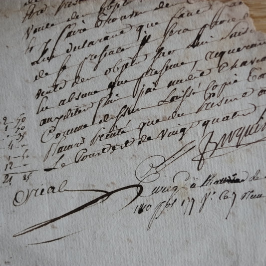時代　フランス　手稿古文書断簡
（1816年〜1820年代頃）