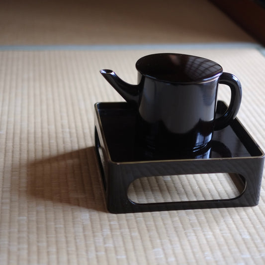 時代布着黒漆金縁 湯桶・御膳セット (明治期頃)