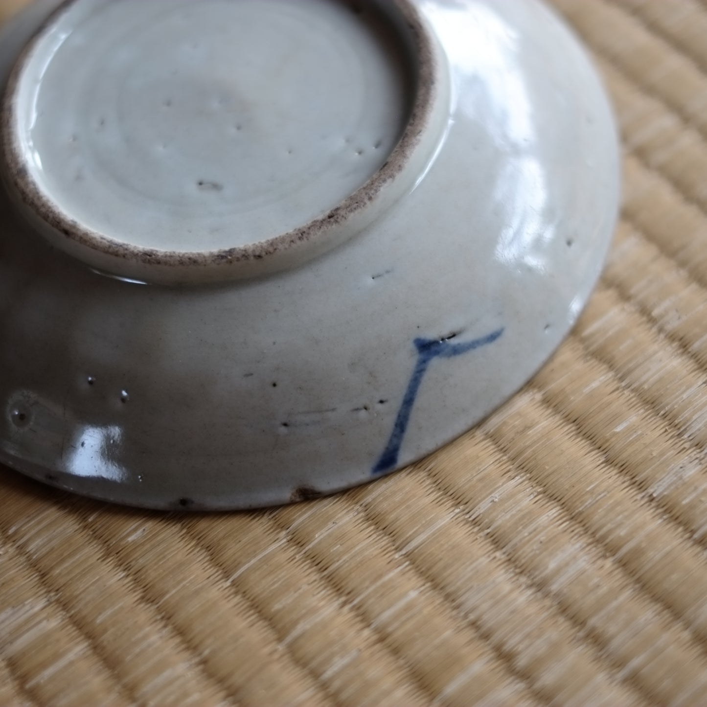 時代　太白手　瀬戸・美濃　蟹寿紋染付平皿 (江戸時代)