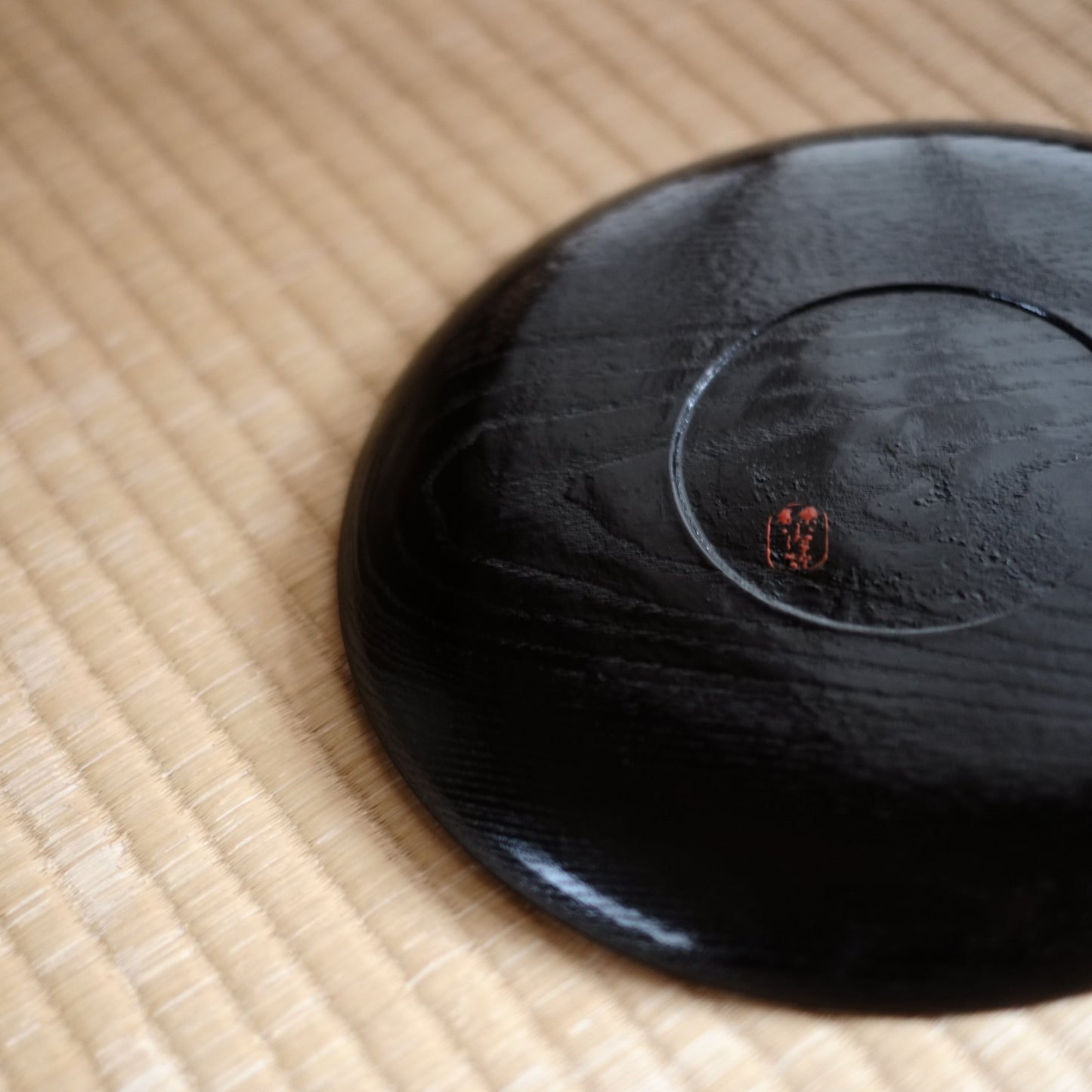 時代黒漆赤絵　桑名盆　紙証袋付　(明治末-戦前) 20世紀