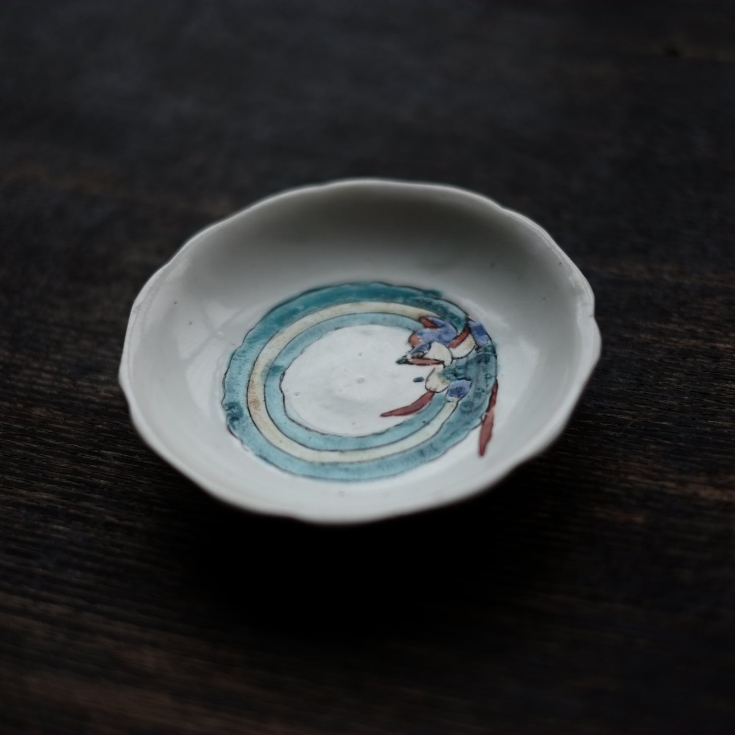 時代　初期柿右衛門　鳥紋色絵小皿(江戸前期)