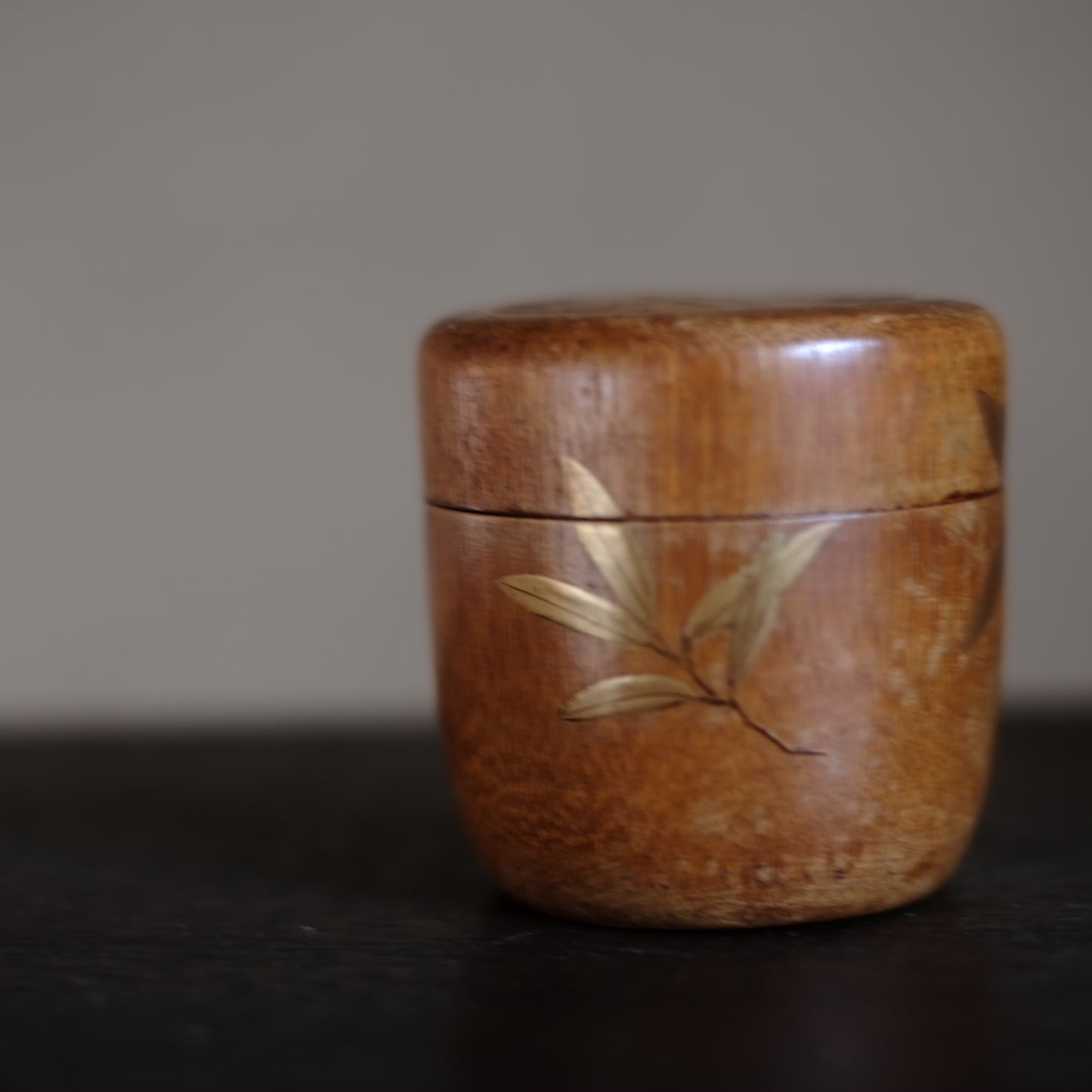 時代　素地竹工笹金蒔絵　棗　(19世紀-20世紀)