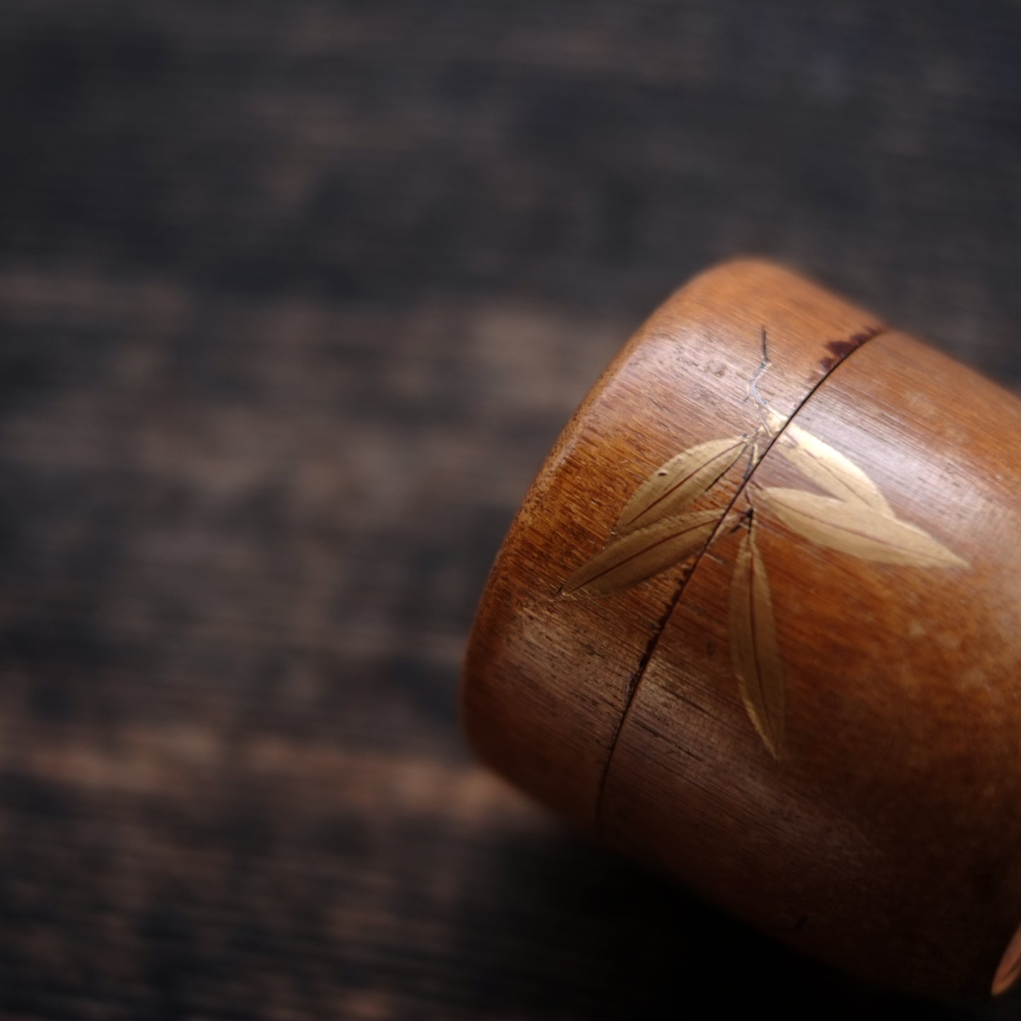 時代　素地竹工笹金蒔絵　棗　(19世紀-20世紀)