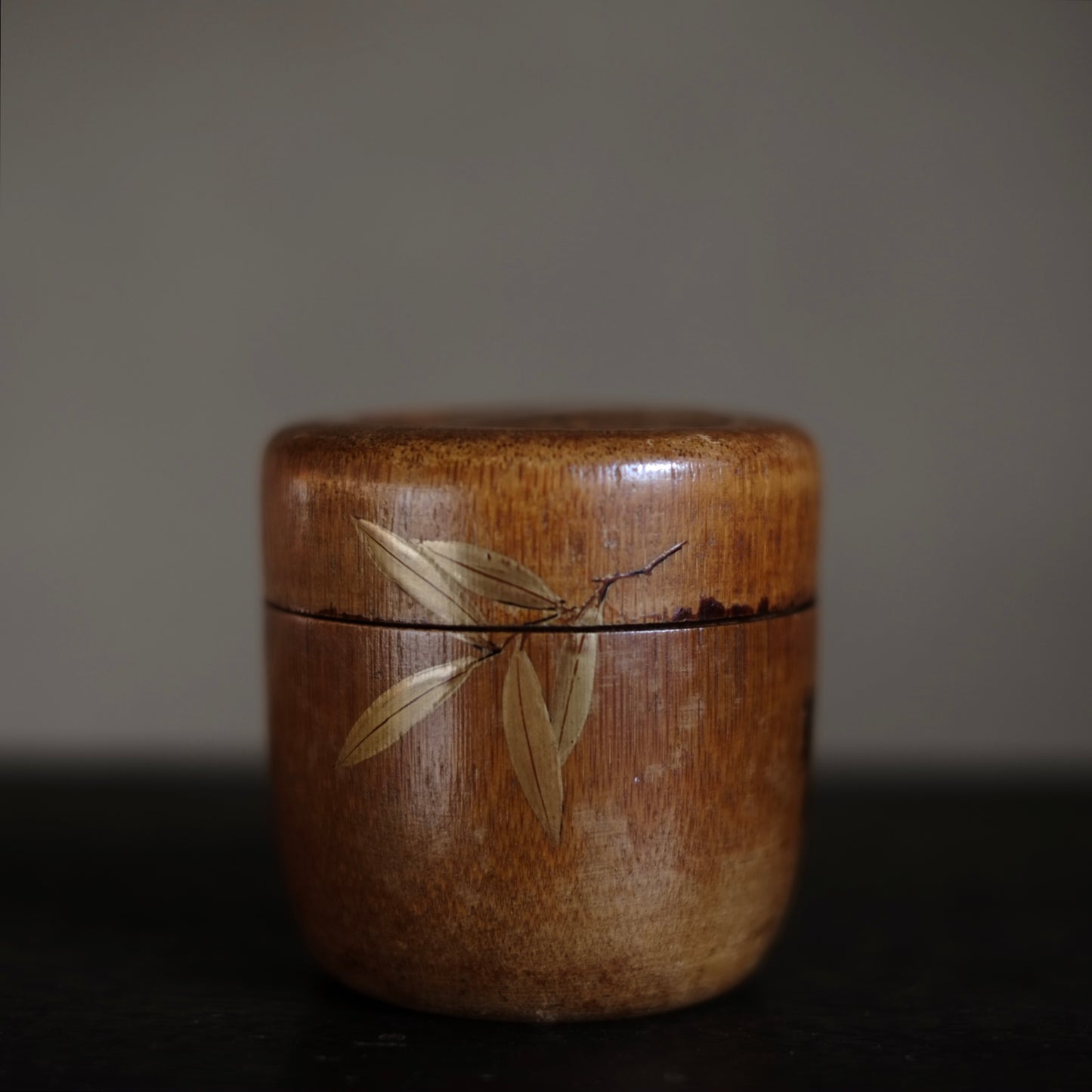 時代　素地竹工笹金蒔絵　棗　(19世紀-20世紀)