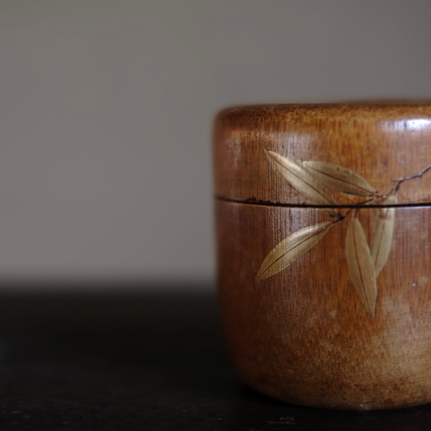 時代　素地竹工笹金蒔絵　棗　(19世紀-20世紀)