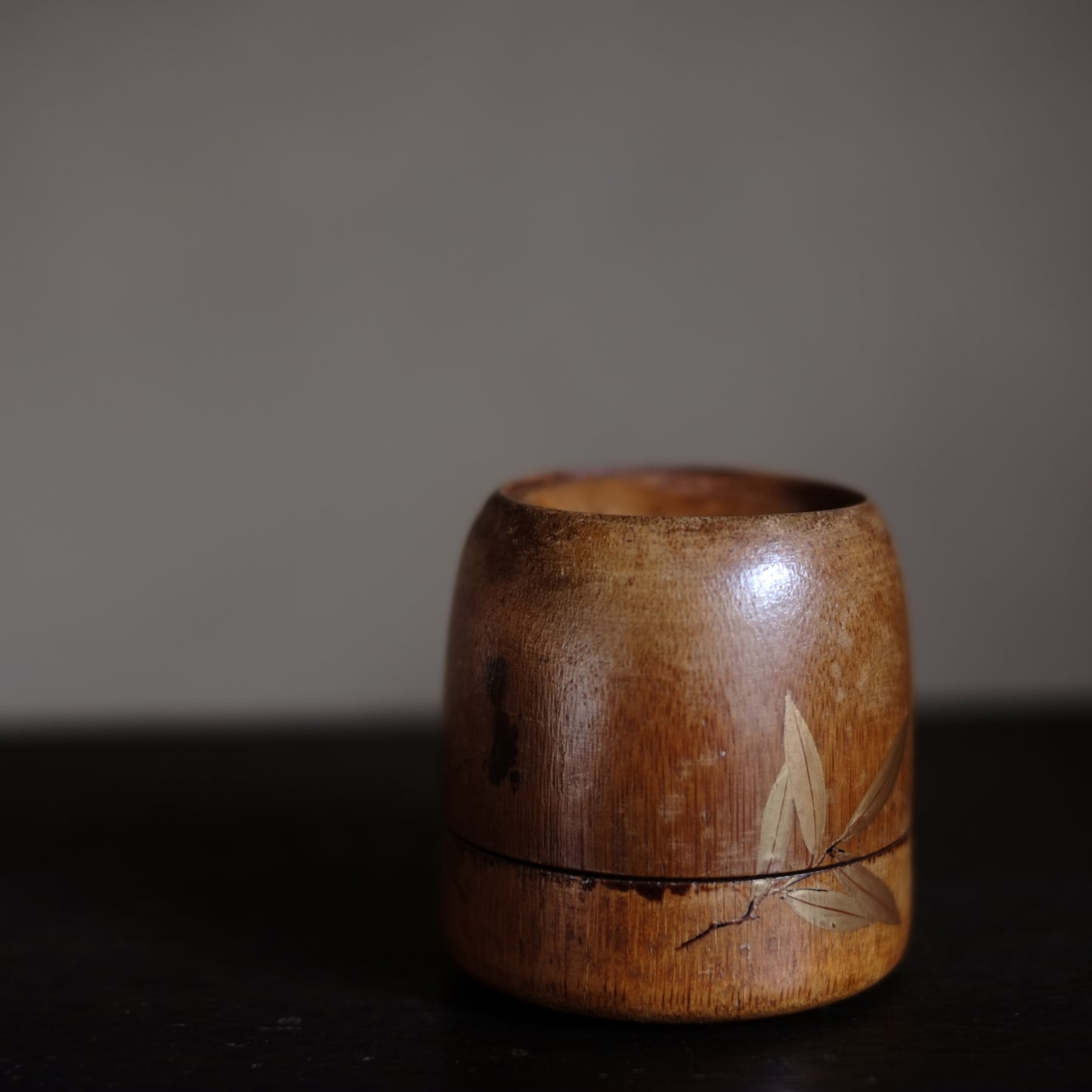 時代　素地竹工笹金蒔絵　棗　(19世紀-20世紀)