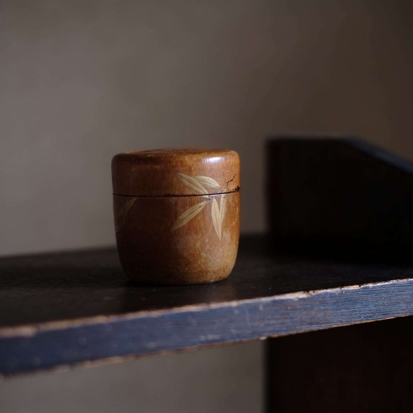 時代　素地竹工笹金蒔絵　棗　(19世紀-20世紀)