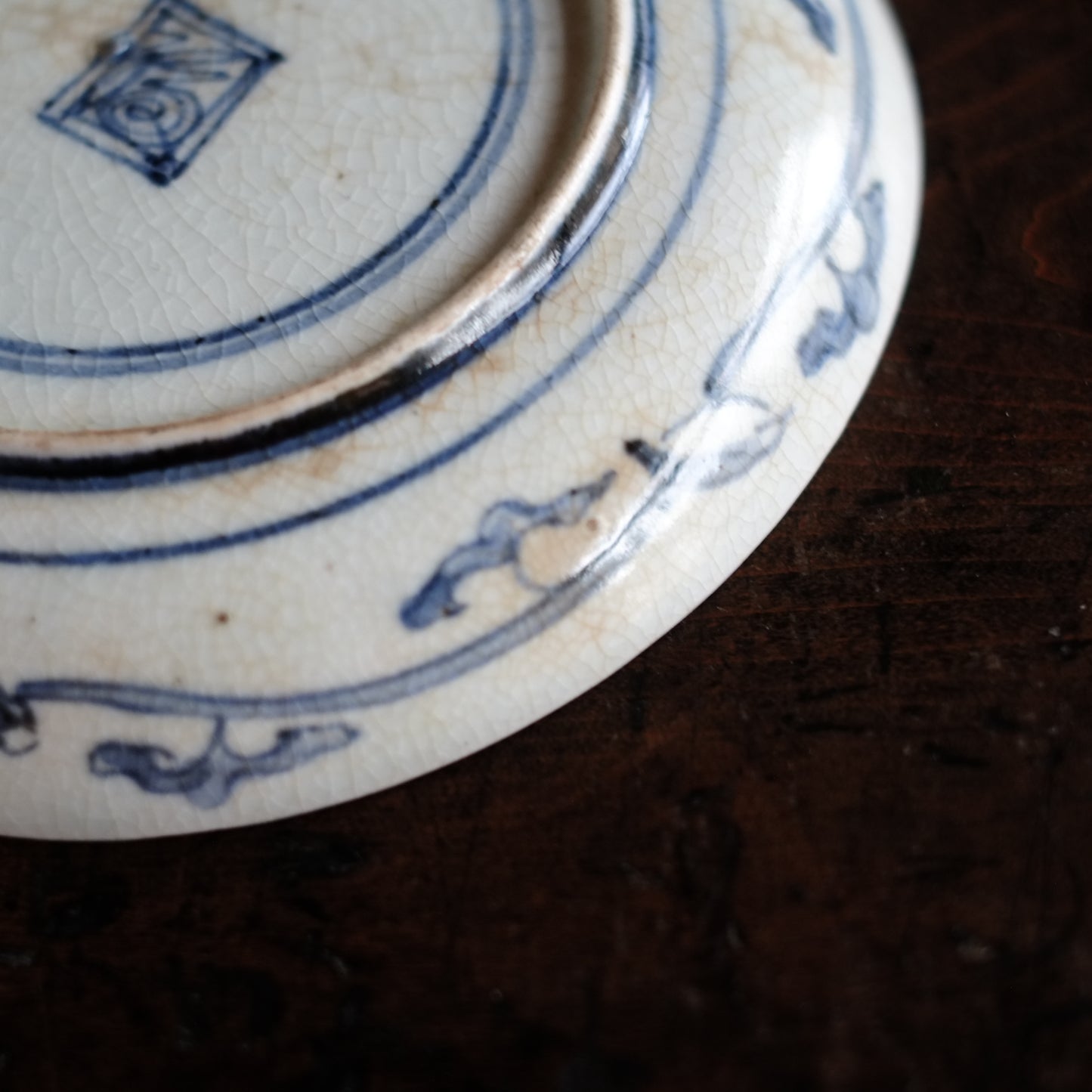 古伊万里　染付　山水鳥舟図　5.5寸皿　平皿　(江戸中期-18世紀末)
