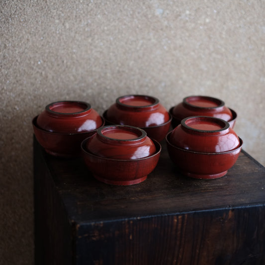 吉野地方 目弾き塗 蓋付菓子椀 (江戸時代)