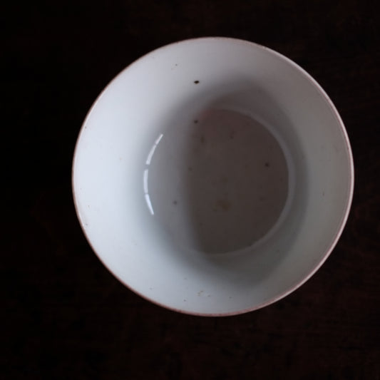 古伊万里白磁　栗図色絵　蓋付茶碗(江戸時代)