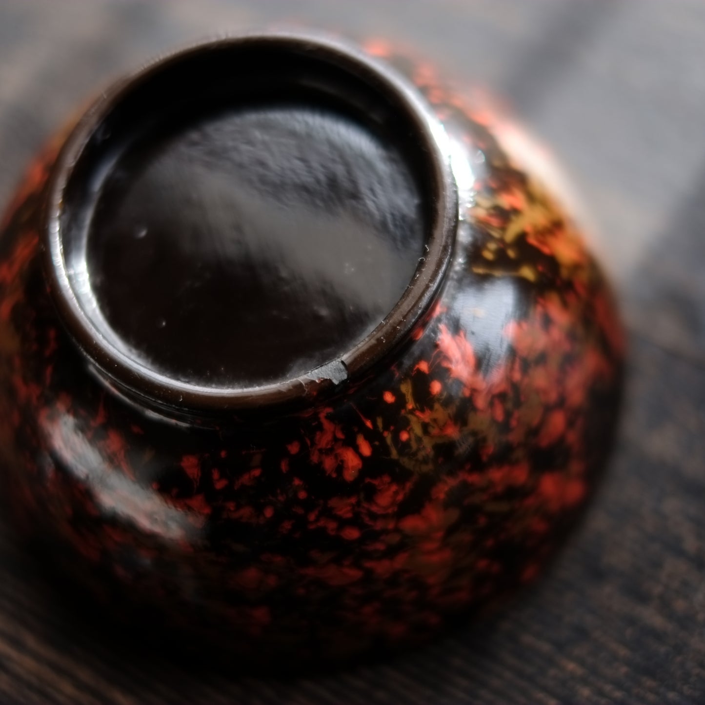 時代　内朱外黒漆塗吹雪文椀(江戸時代　18-19世紀)