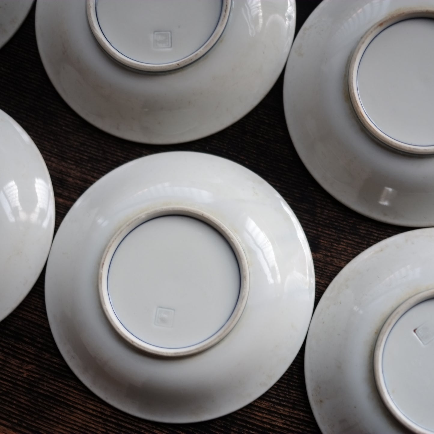 時代　伊万里　青緑色絵金蘭　七宝繋ぎ文平皿　(明治-大正頃)