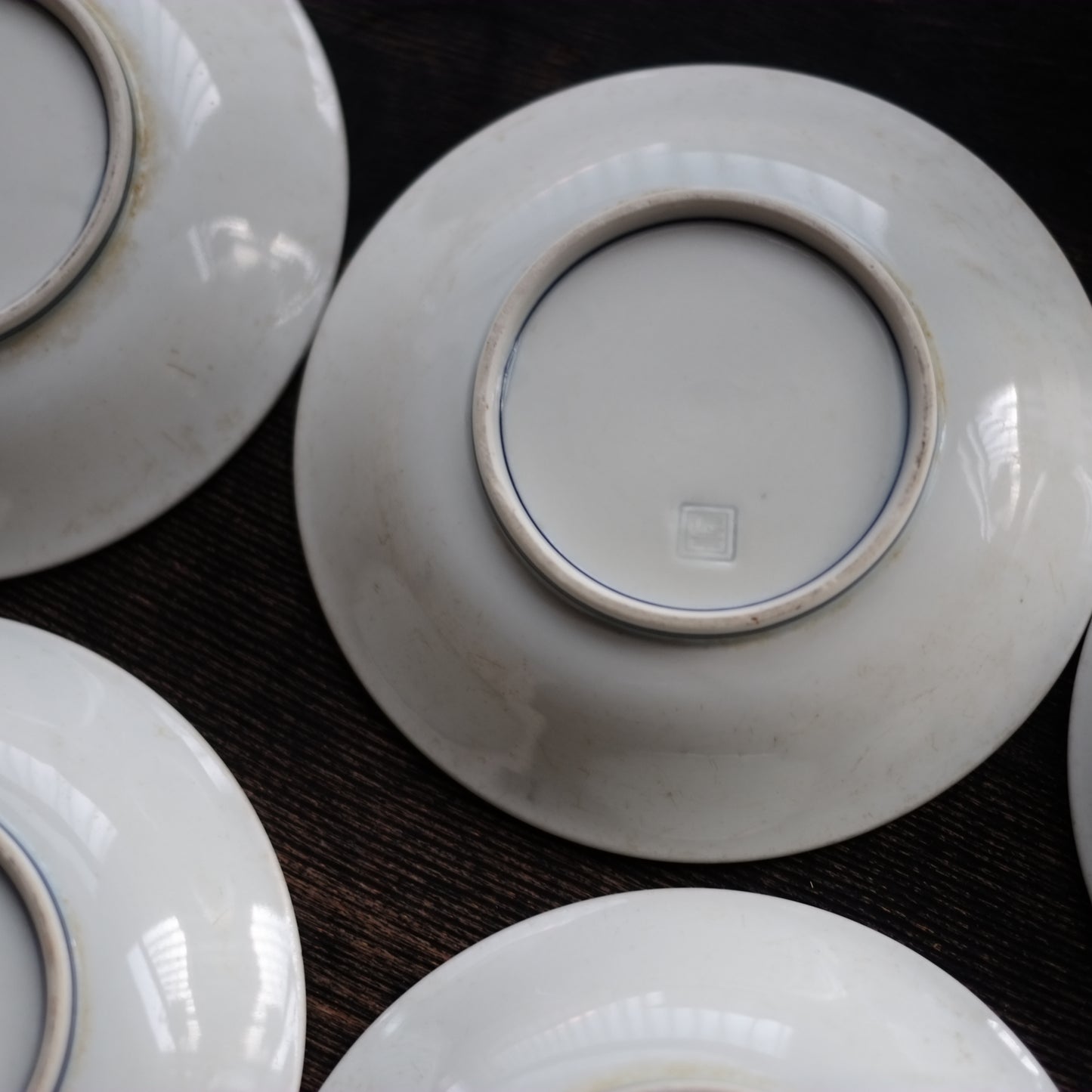 時代　伊万里　青緑色絵金蘭　七宝繋ぎ文平皿　(明治-大正頃)