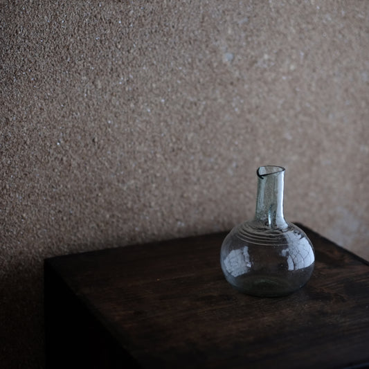 時代吹きガラス 輪線文フラスコ型徳利 (明治-大正期)