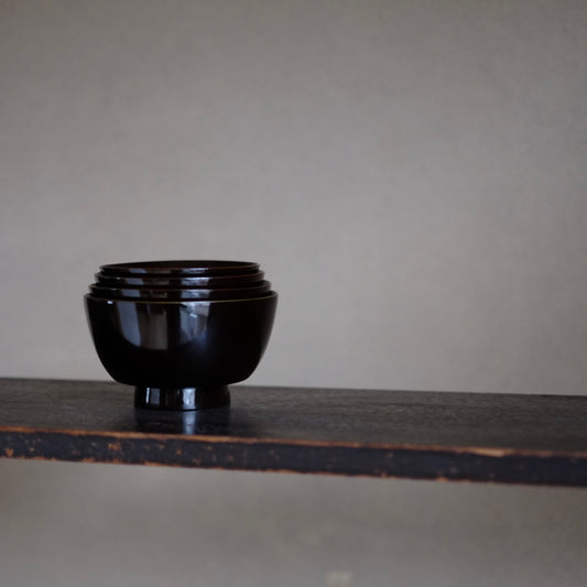 時代 布着黒漆塗 四つ椀 (19世紀)