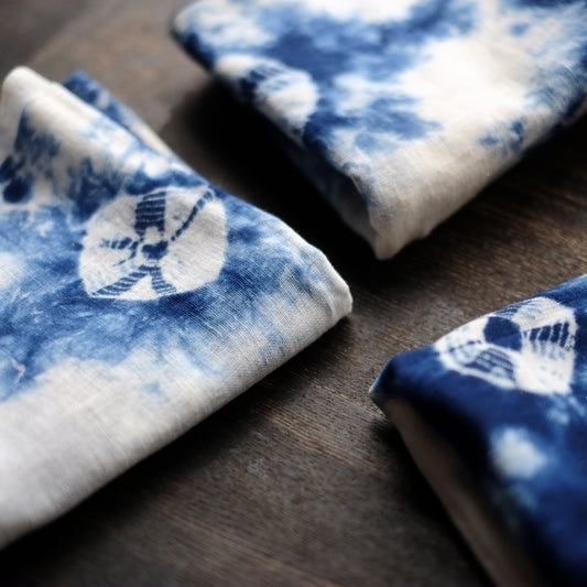 時代 巻き上げ絞り 藍染布(大正期頃)