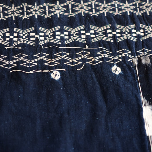 時代 藍染絞り型染め絣刺し子古布