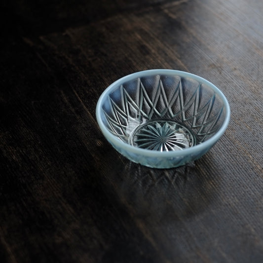 時代 乳白縁ガラス 深皿 (大正~昭和初期頃)