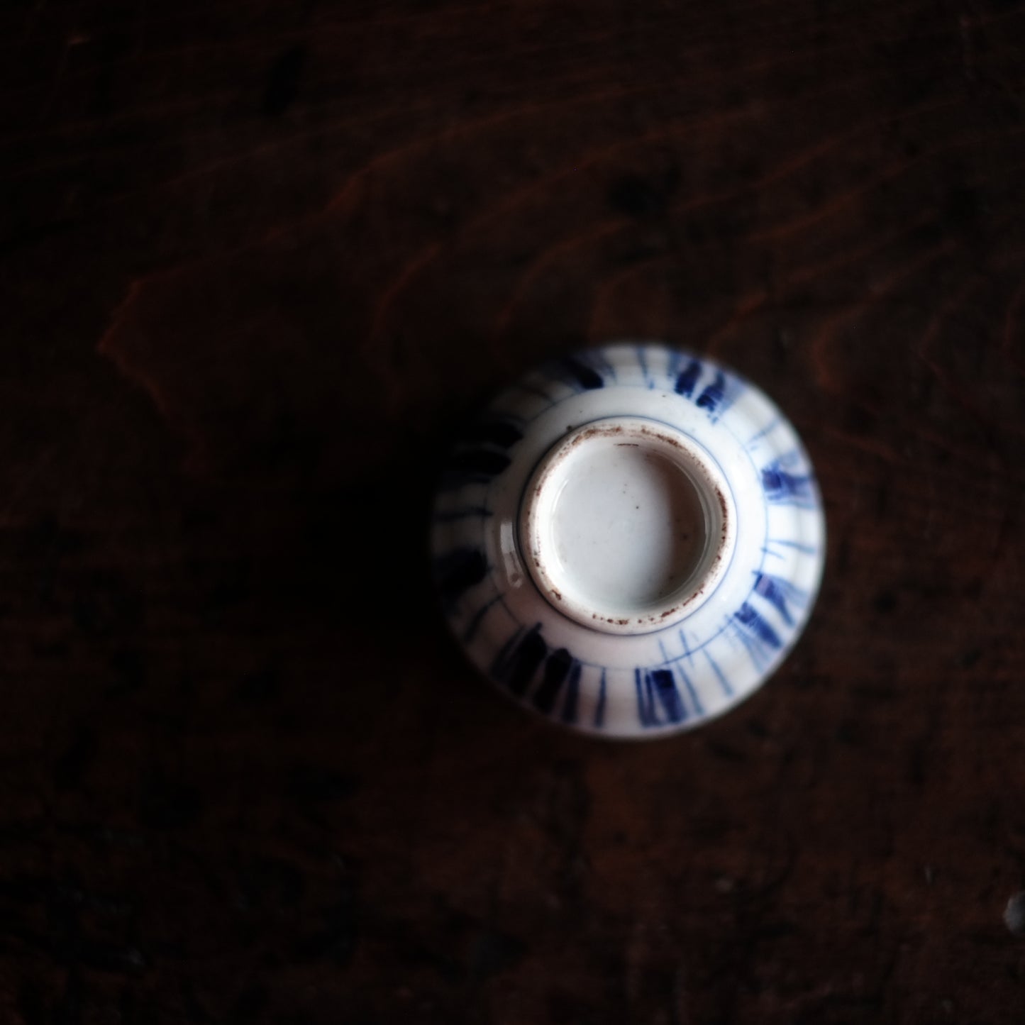 時代　白磁染付縞盃　(明治期頃)