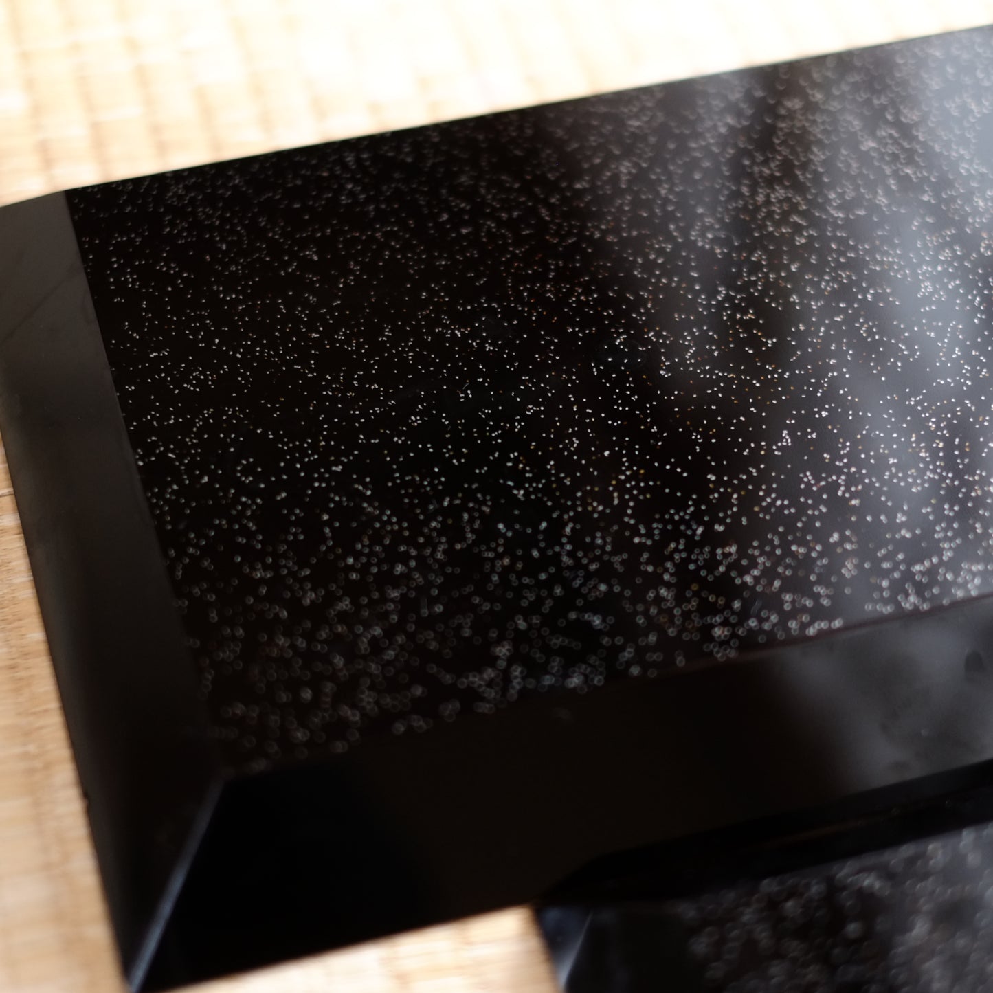 時代　黒漆真塗 裏総梨地 長角盆 対　大・小セット(19–20世紀)