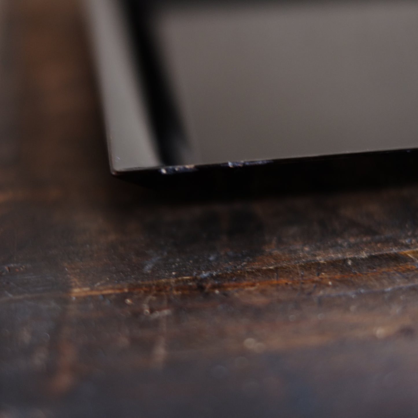 時代　黒漆真塗 裏総梨地 長角盆 対　大・小セット(19–20世紀)