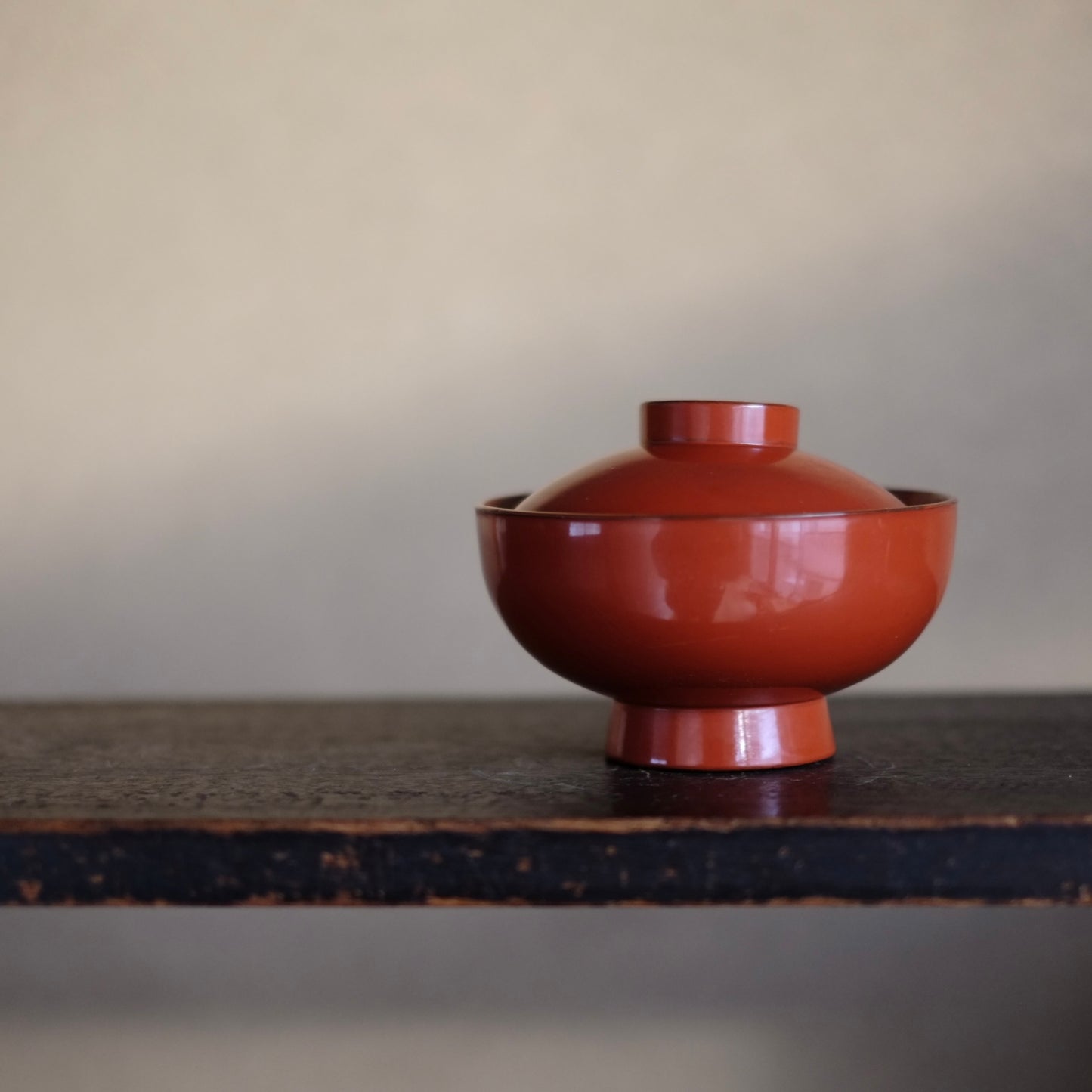 時代　根来蓋付椀・大　飯椀　(江戸時代18-19世紀)